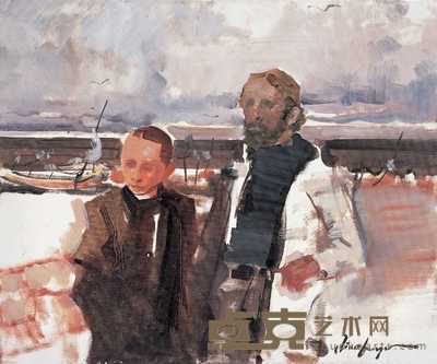 俞晓夫 父与子 50×60cm